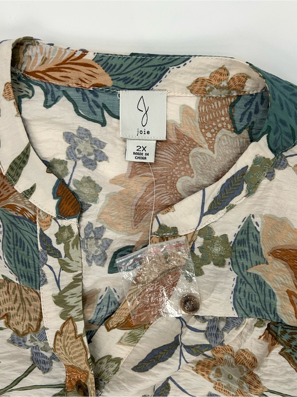 Joie 2X Floral Tiered Mini Dress Button Front Tie Waist NWOT Plus - Picture 3 of 8
